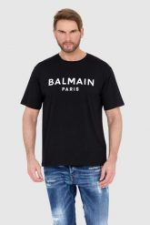 BALMAIN Czarny t-shirt męski z logo, Rozmiar S. Czarne t-shirty męskie Balmain, l, bez wzorów, bez kołnierzyka. W wyprzedaży za 1,809.99 zł.