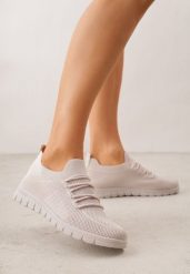 Beżowe Sznurowane Buty Sportowe Sneakersy z Siateczki Caeolea. Brązowe obuwie sportowe damskie Born2be, bez wzorów, z jeansu, na fitness i siłownię. Za 54.99 zł.