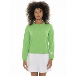 Bluza z ściągacze na co dzień na siłownię. Zielone bluzy damskie LEONE 1947 APPAREL, bez wzorów, z bawełny, bez kaptura, na fitness i siłownię. Za 124.20 zł.