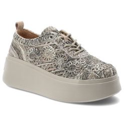 Sneakersy damskie Filippo, cholewka z materiału tekstylnego z ozdobnym haftem wiązany fason na solidnej platformie, khaki, DP7799/26. Zielone półbuty damskie Filippo, bez wzorów, bez obcasa, bez zapięcia. Za 239.00 zł.