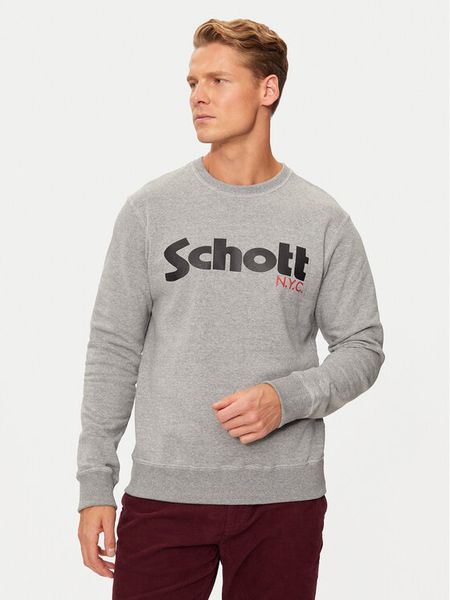 Schott NYC Bluza SWCREW Szary Regular Fit. Szare bluzy męskie Schott NYC, m, bez wzorów, z bawełny, bez kaptura. Za 189.99 zł.