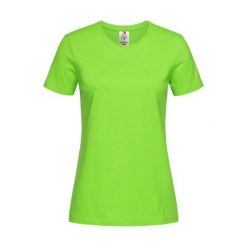 Damska Klasyczna Koszulka Organiczna O Dopasowanym Kroju. Zielone koszulki sportowe damskie Stedman, m, bez wzorów, bez kołnierzyka, bez ramiączek, trekkingowe. Za 41.99 zł.