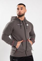 Georgia Bluza z kapturem zapinana na suwak - Szary. Szare bluzy męskie GORILLA WEAR, l, bez wzorów, z bawełny, z kapturem, na fitness i siłownię. Za 407.00 zł.