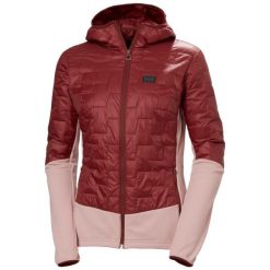 Hybridowa kurtka narciarska damska Helly Hansen Lifaloft. Czerwone kurtki sportowe damskie Helly Hansen, na zimę, bez wzorów, z tkaniny, bez kaptura, narciarskie. Za 759.50 zł.