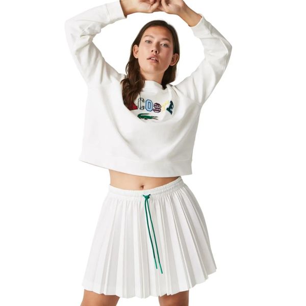 Spódnica tenisowa damska Lacoste. Białe spódnice damskie Lacoste, l, bez wzorów, z materiału, eleganckie, mini, dopasowane. Za 417.00 zł.