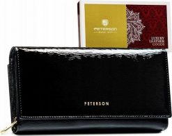 Peterson Portfel Damski Skórzany Ptn 42100-sh Black. Czarne portfele damskie Peterson, bez wzorów. Za 251.13 zł.