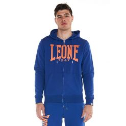 Leone 1947 Apparel Bluzy z kapturem męskie zapinane na zamek. Niebieskie bluzy męskie LEONE 1947 APPAREL, z bawełny, bez zapięcia, na fitness i siłownię. Za 147.31 zł.