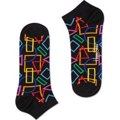 Happy Socks - Stopki Geometric. Czarne skarpety damskie Happy Socks, z bawełny. W wyprzedaży za 19.90 zł.