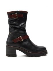 Pikolinos Botki W0B-8534C1 Czarny. Czarne botki damskie Pikolinos, ze skóry, bez obcasa, na słupku, bez zapięcia. Za 639.99 zł.