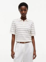 Tommy Hilfiger koszulka polo z dzianiny Kobiety Bawełna biały|wielokolorowy, M. Białe koszulki sportowe damskie Tommy Hilfiger, m, bez wzorów, z bawełny, bez kołnierzyka, bez ramiączek. Za 409.95 zł.