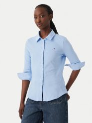 Tommy Hilfiger Koszula WW0WW43528 Niebieski Slim Fit. Niebieskie bluzki damskie Tommy Hilfiger, xl, bez wzorów, z bawełny, bez kołnierzyka, bez ramiączek. Za 409.99 zł.