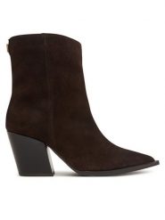 Steve Madden Botki 11005650 Brązowy ciemny. Brązowe botki damskie Steve Madden, ze skóry, bez obcasa, na słupku, bez zapięcia. Za 859.99 zł.