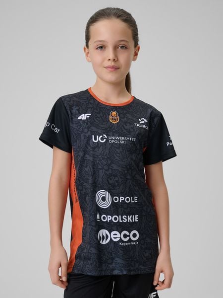 4F Koszulka meczowa replika wyjazdowa z sezonu 2025/26 dziecięca 4F x Uni Opole - czarna 98/104. Czarne bluzki dla dziewczynek 4f, bez wzorów, z dzianiny, bez ramiączek. Za 149.99 zł.