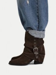 G-STAR Kowbojki CEO-59132-01R Brązowy. Brązowe botki damskie G-Star, ze skóry, retro, bez obcasa, na słupku, bez zapięcia. Za 399.99 zł.
