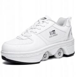 BUTOROLKI BUTY ROLKI Z KÓŁKAMI ROLKAMI PODŚWIETLANE 7-LED UNISEX BIAŁE r.40. Białe obuwie sportowe damskie Rollies, bez wzorów. Za 951.61 zł.