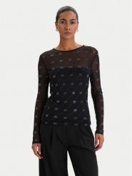 KARL LAGERFELD Bluzka B1W17024 Czarny Slim Fit. Czarne bluzki damskie KARL LAGERFELD, l, bez wzorów, z syntetyku, bez kołnierzyka, bez ramiączek. Za 849.99 zł.