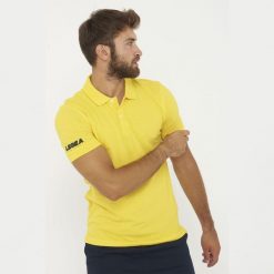 Koszulka polo męska ARIETE. Niebieskie koszulki polo męskie Legea, l, bez wzorów, z bawełny, bez kołnierzyka, bez ramiączek. Za 84.00 zł.
