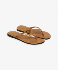 Superdry Damskie japonki plecione z ekoskóry – Argan Oil Brown. Brązowe klapki damskie Superdry., bez wzorów, klasyczne, bez obcasa. Za 129.40 zł.