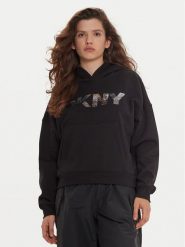 DKNY Bluza DP4T1031 Czarny Regular Fit. Czarne bluzy damskie DKNY, xs, bez wzorów, z syntetyku, bez kaptura. Za 189.99 zł.