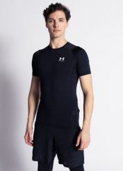 Koszulka męska treningowa czarna Under Armour Heat Gear. Czarne koszulki sportowe męskie Under Armour, na lato, l, bez wzorów, z materiału, bez kołnierzyka, bez ramiączek, na fitness i siłownię. Za 129.99 zł.