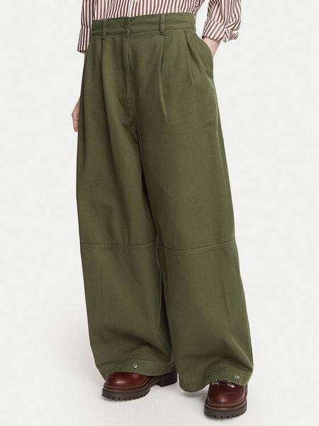 Weekend Max Mara Spodnie materiałowe Bacca 2625136111 Khaki Relaxed Fit. Brązowe spodnie materiałowe damskie Weekend Max Mara, bez wzorów, z materiału. Za 989.99 zł.