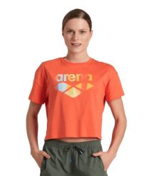 Koszulka damska top bawełniany sportowy okrągły dekolt Arena Crop Top. Brązowe koszulki sportowe damskie Arena, l, bez wzorów, z bawełny, bez kołnierzyka, bez ramiączek, do biegania. Za 71.98 zł.