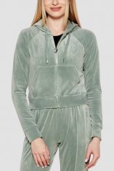 JUICY COUTURE Zielona damska bluza damska Madison Hoodie, Rozmiar S. Zielone bluzy damskie Juicy Couture, s, bez wzorów, z materiału, z kapturem. W wyprzedaży za 208.99 zł.