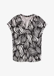 Shirt z dekoltem henley, z miękkiej mieszanki wiskozy. Czarne bluzki damskie bonprix, bez wzorów, z wiskozy, bez kołnierzyka, bez ramiączek. Za 77.99 zł.