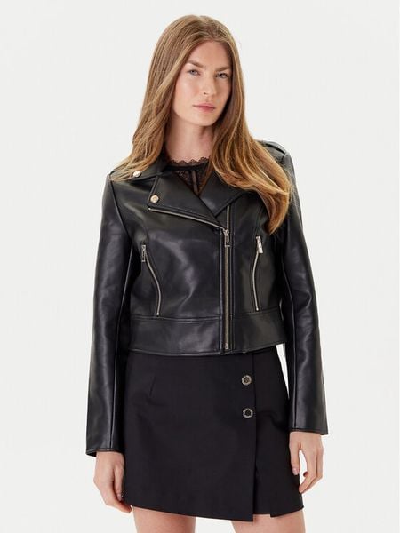 Morgan Kurtka z imitacji skóry 242-GZOOM Czarny Regular Fit. Czarne kurtki damskie Morgan, bez wzorów, ze skóry, bez kaptura. Za 309.99 zł.