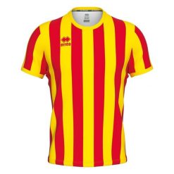 Koszulka Errea Strip. Czerwone koszulki sportowe męskie ERREA, l, bez wzorów, z materiału, bez kołnierzyka, bez ramiączek, do piłki nożnej. Za 242.50 zł.