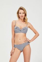 Dół od bikini w paski. Białe bikini damskie MOODO, xl, bez wzorów. W wyprzedaży za 8.99 zł.