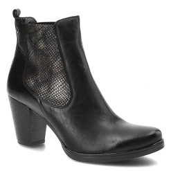 Botki damskie Maciejka, ze skóry naturalnej eleganckie i na stabilnym obcasie, czarne, 02089-09-00-3. Czarne botki damskie Maciejka, z jeansu, eleganckie, bez obcasa, na obcasie, bez zapięcia. Za 219.00 zł.