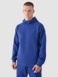 4F Bluza dresowa nierozpinana z kapturem męska - granatowa M. Niebieskie bluzy męskie 4f, m, bez wzorów, z bawełny, z kapturem. W wyprzedaży za 99.99 zł.