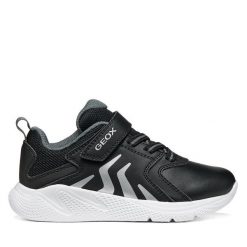 Sneakersy Geox. Czarne trampki i tenisówki chłopięce Geox, bez wzorów, bez zapięcia. Za 209.99 zł.