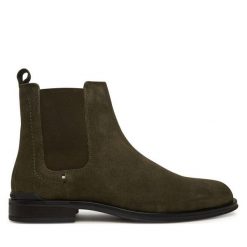 Sztyblety Tommy Hilfiger. Brązowe botki męskie Tommy Hilfiger, bez wzorów, bez zapięcia. Za 489.99 zł.