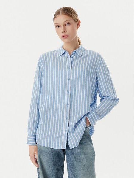Vero Moda Koszula Linn 10305085 Niebieski Relaxed Fit. Niebieskie bluzki damskie Vero Moda, l, bez wzorów, ze lnu, bez kołnierzyka, bez ramiączek. Za 107.99 zł.