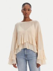 BOSS Bluzka Bleja 50554050 Beżowy Relaxed Fit. Brązowe bluzki damskie Boss, bez wzorów, z wiskozy, bez kołnierzyka, bez ramiączek. Za 799.99 zł.