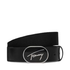 Pasek Tommy Jeans. Czarne paski damskie Tommy Jeans, bez wzorów, z jeansu. Za 229.99 zł.