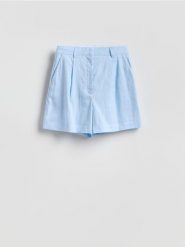 Lniane szorty - jasnoniebieski. Niebieskie szorty damskie Reserved, l, bez wzorów. Za 159.99 zł.