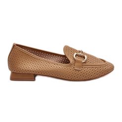 Mokasyny Damskie Na Płaskim Obcasie Z Ozdobą Camel Iluvana brązowe. Brązowe mokasyny damskie ze skóry, eleganckie. Za 161.70 zł.