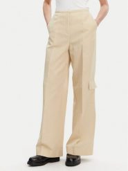 Calvin Klein Spodnie materiałowe K20K208168 Beżowy Wide Leg. Brązowe spodnie materiałowe damskie Calvin Klein, bez wzorów, z bawełny. Za 629.99 zł.