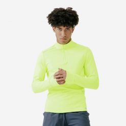 Bluza do biegania męska Kalenji Run 100 Warm Visibilite. Żółte bluzy męskie KALENJI, m, bez wzorów, z bawełny, bez kaptura. Za 59.99 zł.