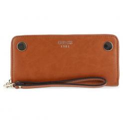 Guess Portfel Damski Brązowy. Brązowe portfele damskie Guess, z aplikacjami, ze skóry. Za 289.00 zł.