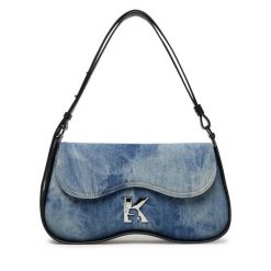 Torebka Karl Lagerfeld Jeans. Niebieskie torebki do ręki damskie Karl Lagerfeld Jeans, bez wzorów, z jeansu, klasyczne, bez dodatków. Za 659.99 zł.