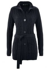 Długi sweter rozpinany z czystej bawełny. Czarne kardigany damskie bonprix, bez wzorów, z bawełny, długie. Za 139.99 zł.