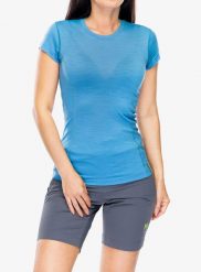 Koszulka merino damska termoaktywna Sensor Merino Active Tee S/S. Niebieskie koszulki sportowe damskie Sensor, m, bez wzorów, z materiału, bez kołnierzyka, bez ramiączek, trekkingowe. Za 302.49 zł.