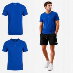 4F KOSZULKA T-SHIRT MĘSKI BAWEŁNIANY Z KOLEKCJI LIMITOWANEJ M3947 SS26. Niebieskie koszulki sportowe męskie 4f, m, bez wzorów, z bawełny, bez kołnierzyka, bez ramiączek, na fitness i siłownię. Za 54.99 zł.