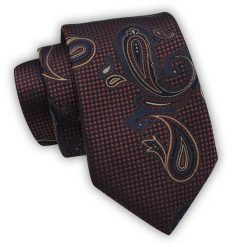 Krawat Alties (7 cm) - Miedziano Brązowy, Wzór Paisley. Brązowe krawaty i muchy Alties, bez wzorów, z tkaniny, eleganckie. Za 49.00 zł.