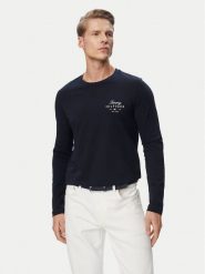 Tommy Hilfiger Longsleeve Script Stack MW0MW43225 Granatowy Regular Fit. Niebieskie bluzki z długim rękawem męskie Tommy Hilfiger, m, bez wzorów, z bawełny, bez kołnierzyka. Za 209.99 zł.