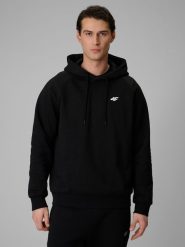 4F Bluza dresowa regular z kapturem męska - czarna S. Czarne bluzy męskie 4f, m, bez wzorów, z dresówki, z kapturem. Za 169.99 zł.